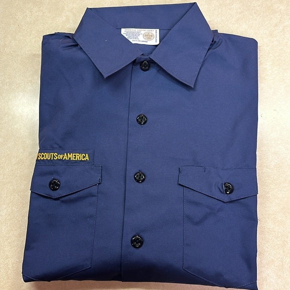Boy Scouts of America Shortsleeved Blue Shirt Uniform Cotton Blend Youth 2XL New - Picture 2 of 5